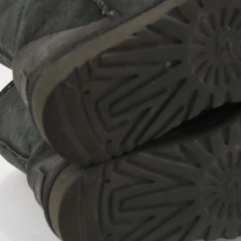 UGG Womens Classic Short II Boot Size 6 Black Suede Sherpa Pull On Shearling - Picture 12 of 14